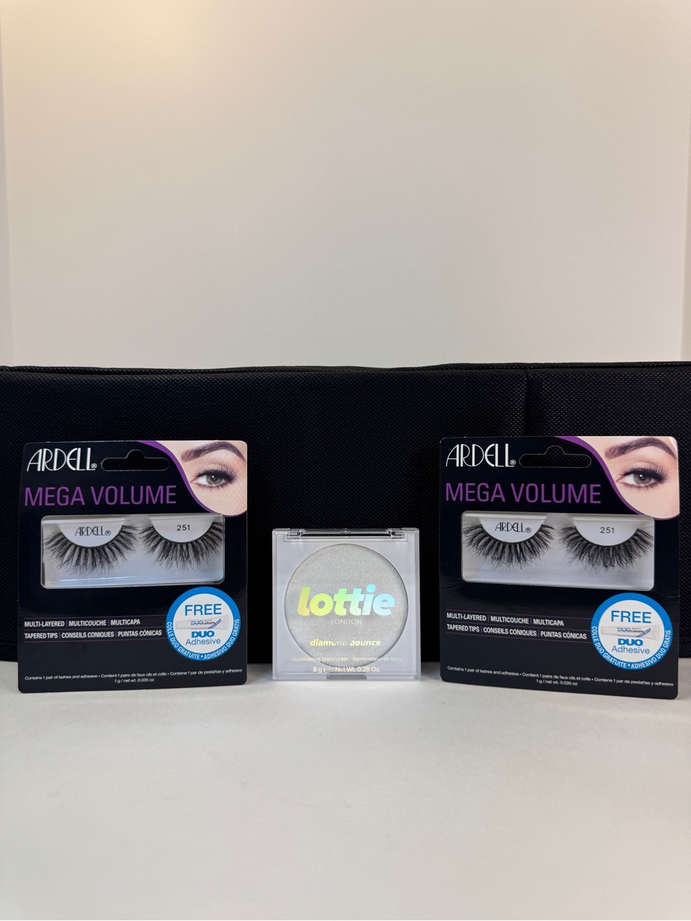 3pc Lot: (2) Ardell Mega Volume Lashes 251 + Lottie London Highlighter Frosted